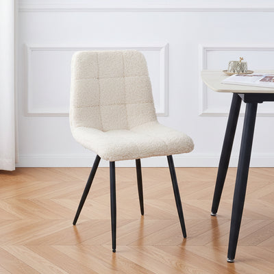 BJORN - Lot de 2 chaises en métal et bouclettes blanc