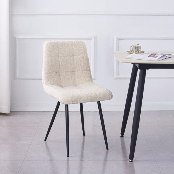 BJORN - Lot de 2 chaises en métal et bouclettes blanc