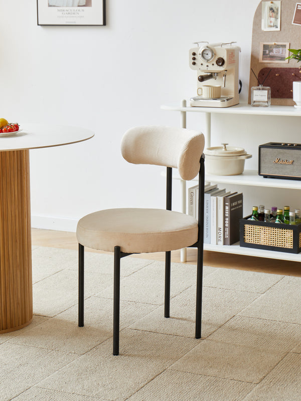 LARS - Lot de 2 chaises scandinaves en métal et velours côtelé beige