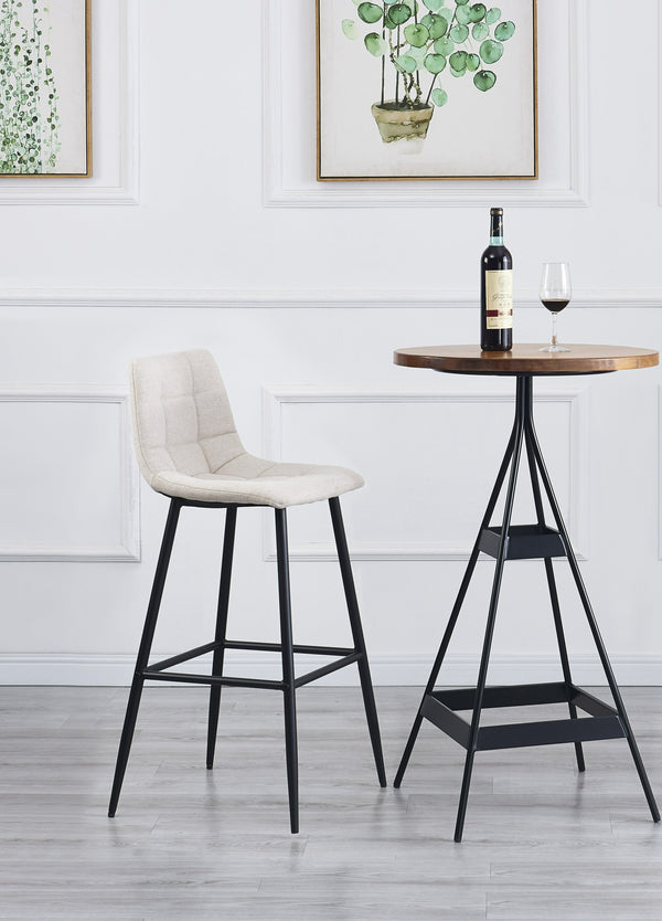 BJORN - Lot de 2 tabourets de bar en métal et tissu beige