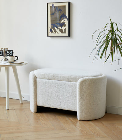 MOSS - Banc avec rangement en bouclettes blanches
