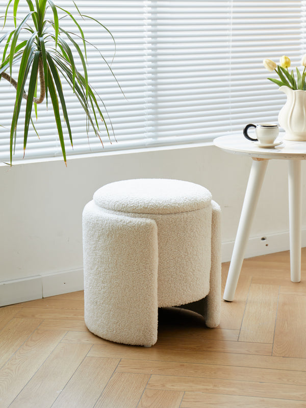 MOSS - Pouf en bouclettes blanches style scandinave