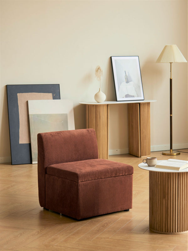 VARDE - Canapé modulable 1 personne en velours côtelé terracotta