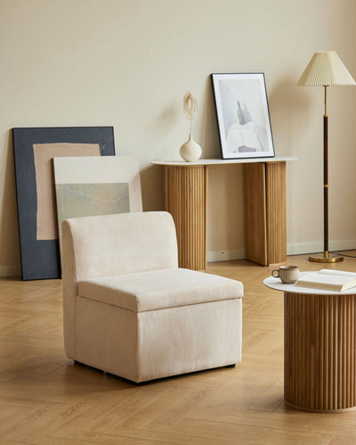 VARDECENTRE - Modulaire bank (1-zitter) van beige ribfluweel