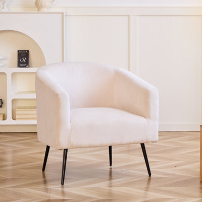 KIRUNA - Fauteuil de salon en métal et velours côtelé beige