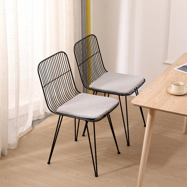 CHESTER - Lot de 2 chaises industrielles filaires en métal noir