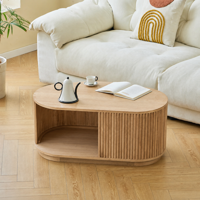 Table basse avec rangement en frêne