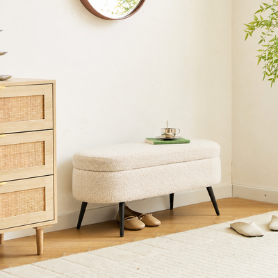 STOCKHOLM - Banc en métal et bouclettes blanches