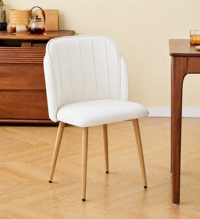 Lot de 2 chaises de salle à manger scandinaves en tissu beige