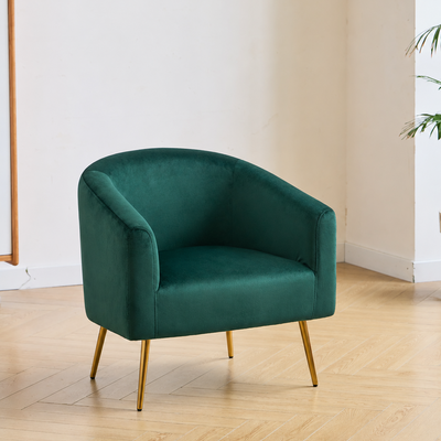 KIRUNA - Fauteuil de salon en métal et velours vert
