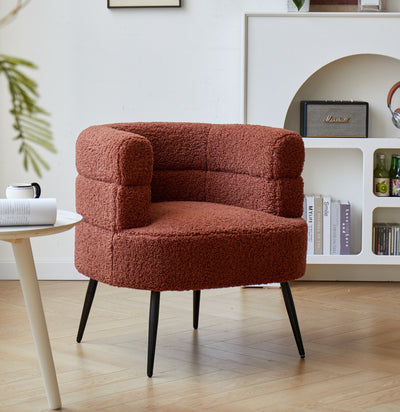 KORGEN - Fauteuil de salon en métal et bouclettes terracotta