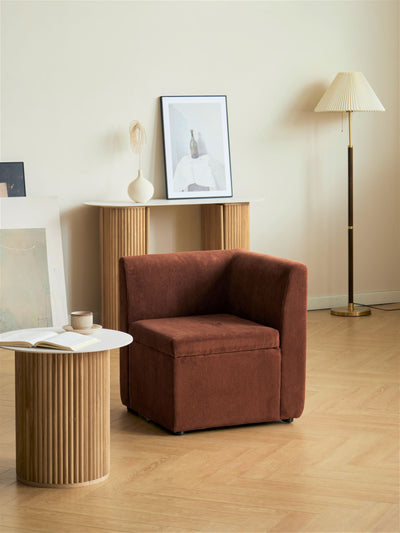 VARDE - Canapé d'angle modulable 1 personne en velours côtelé terracotta