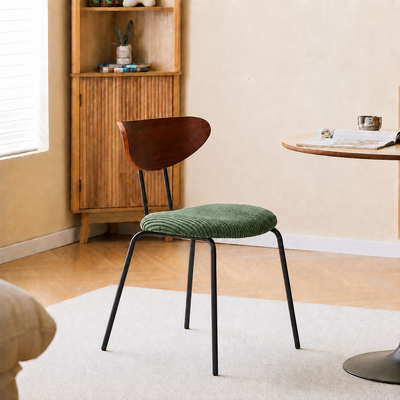 Lot de 2 chaises de salle à manger en métal et velours côtelé vert