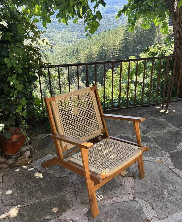 Fauteuil de jardin en acacia massif et corde