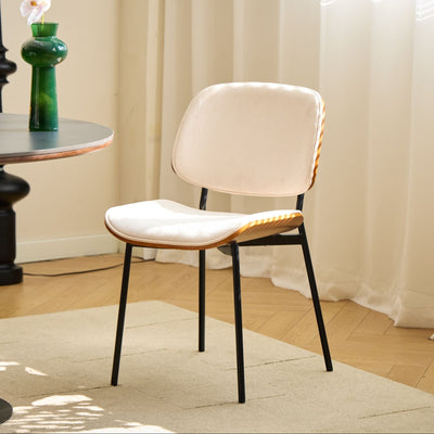 ODENSE - Lot de 2 chaises en bois et velours côtelé beige