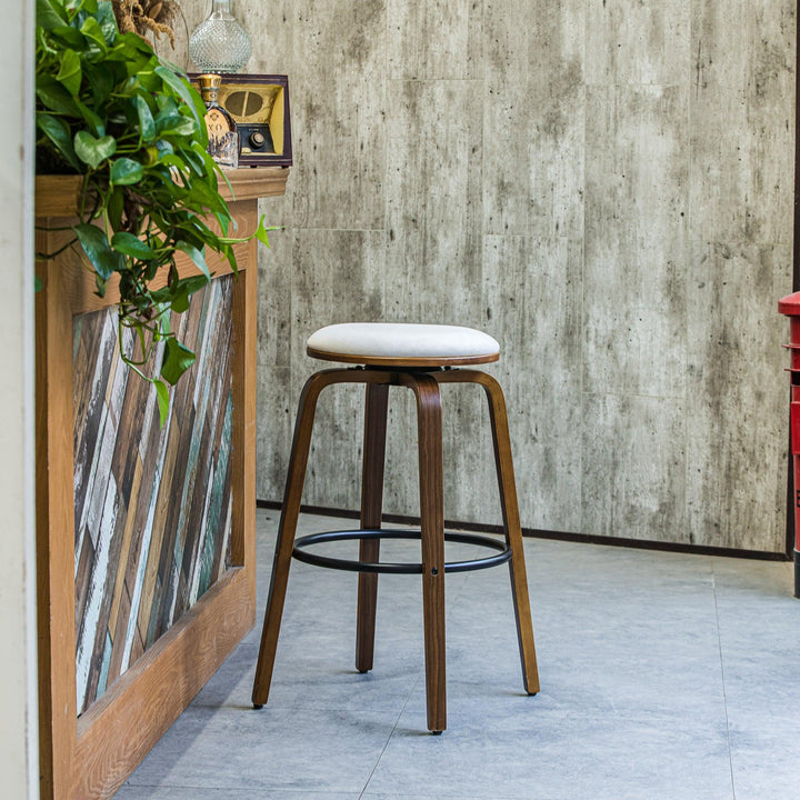 Lot de 2 tabourets de bar en bois et velours beige