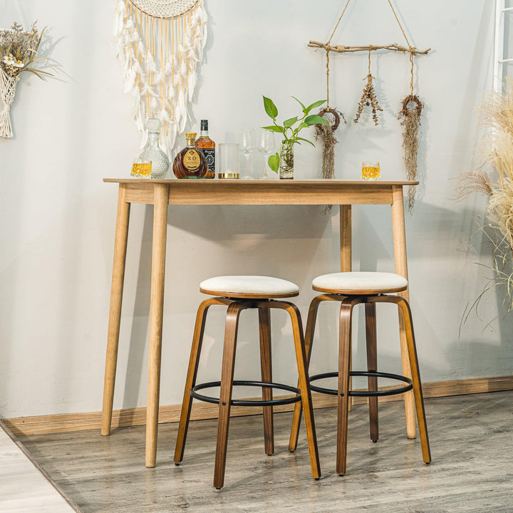 Lot de 2 tabourets de bar en bois et velours beige