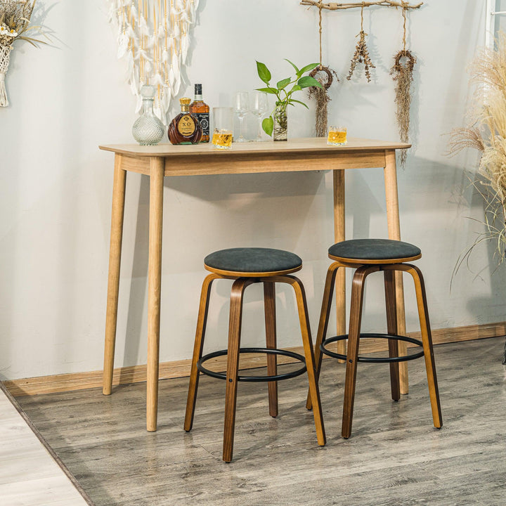 Lot de 2 tabourets de bar en bois et simili noir