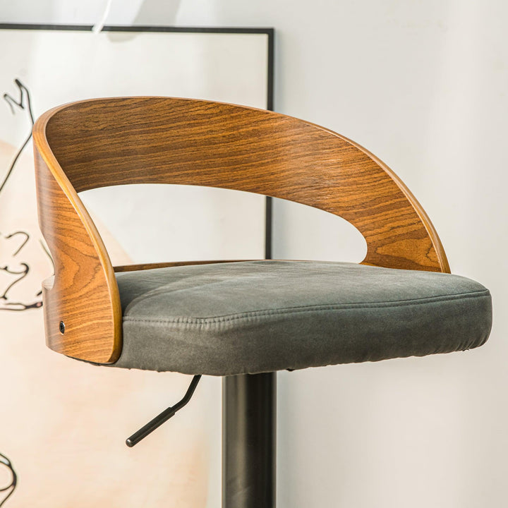 Lot de 2 tabourets de bar en bois et simili noir