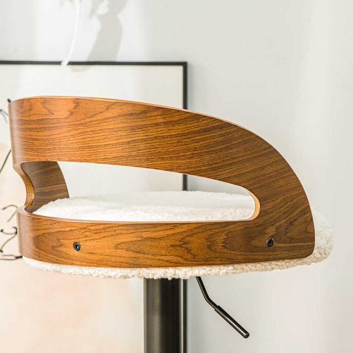 Lot de 2 tabourets de bar en bois et bouclettes blanches