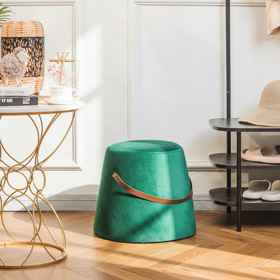 Pouf en velours vert avec corde