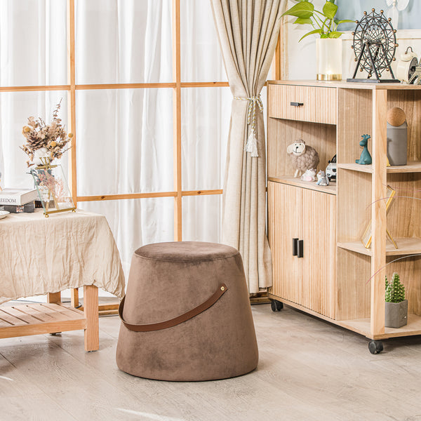 FUJI - Pouf en velours marron avec corde