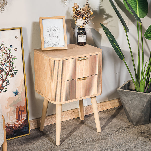 BALI - Table de chevet 2 tiroirs en bois naturel
