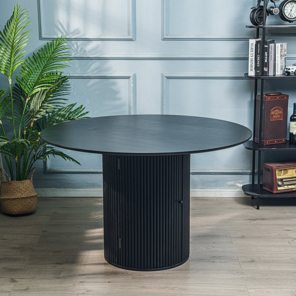 HAVANA - Table a manger ronde 6 personnes en pin massif noir D120