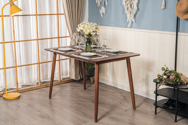 BONIFACIO - Table a manger rectangulaire 4 personnes en pin massif finition noyer L120