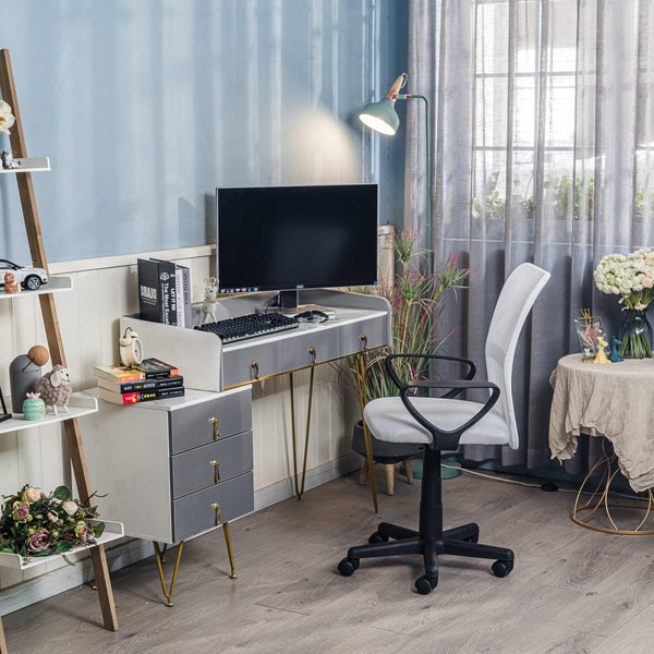 Chaise de bureau réglable en tissu blanc