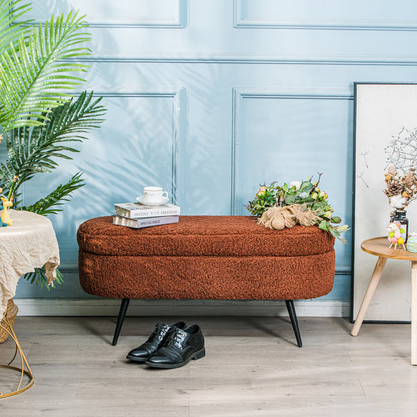 STOCKHOLM - Banc en métal et bouclettes terracotta