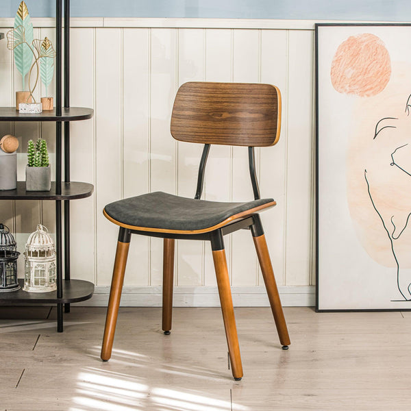 Lot de 2 chaises en bois et simili noir