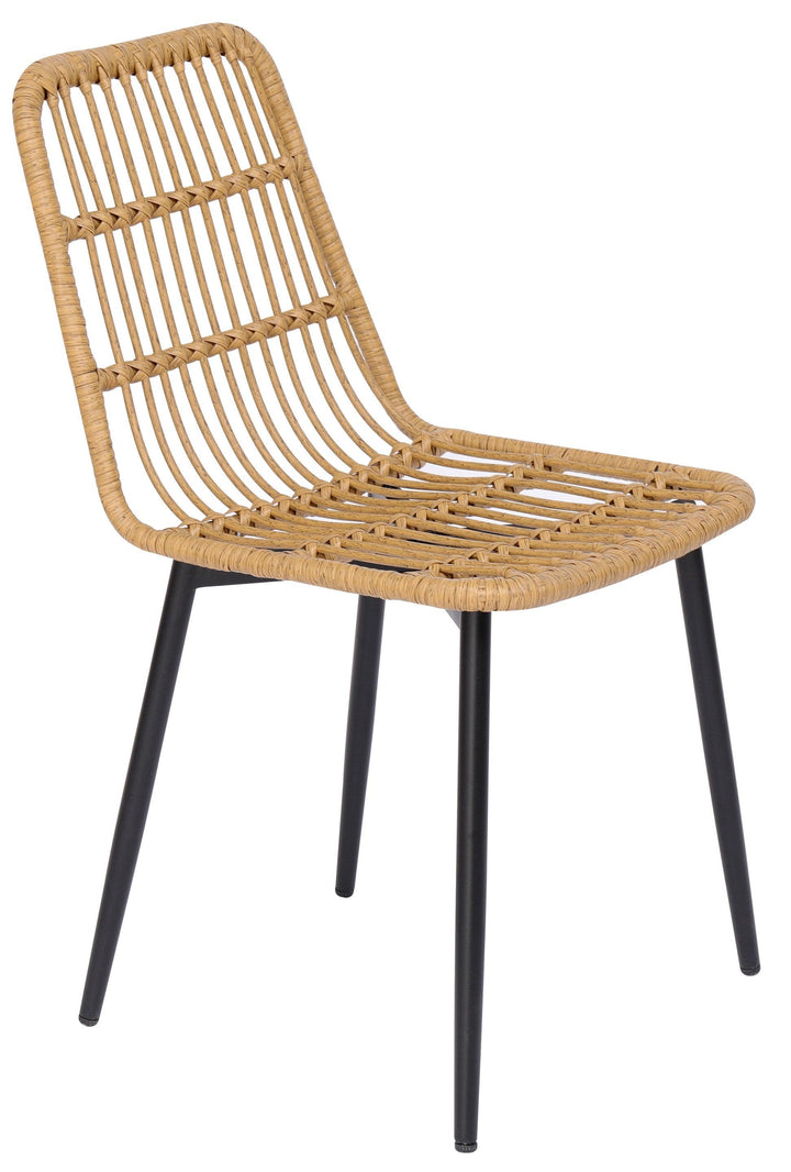 Lot de 4 chaises en métal et rotin
