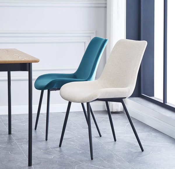 Lot de 2 chaises en métal et tissu beige