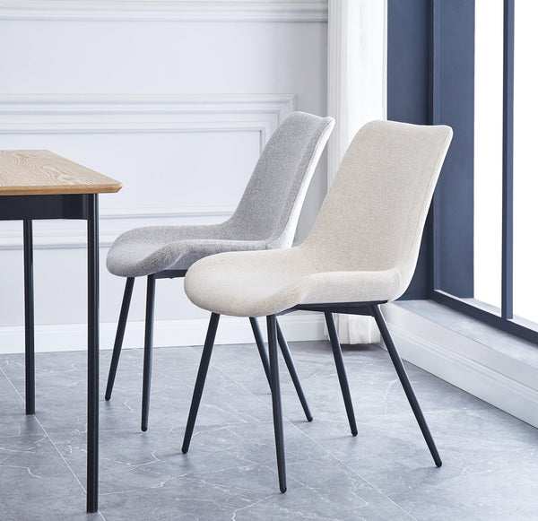 Lot de 2 chaises en métal et tissu gris