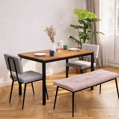 NEWPORT - Table a manger 4 personnes en métal et bois marron L120