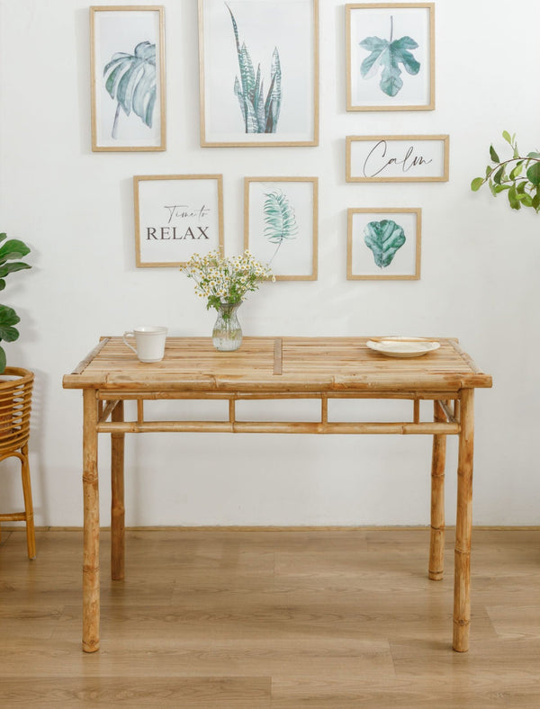 BARU - Table a manger rectangulaire 4 personnes en bambou massif L110