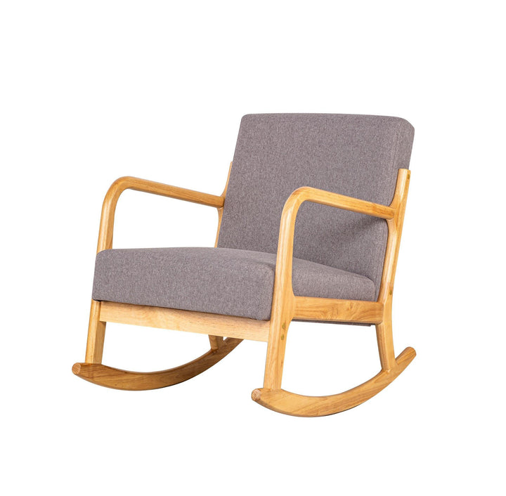 Rocking chair en bois massif et tissu gris