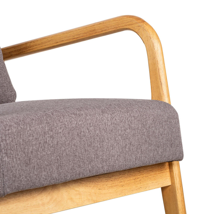 Rocking chair en bois massif et tissu gris
