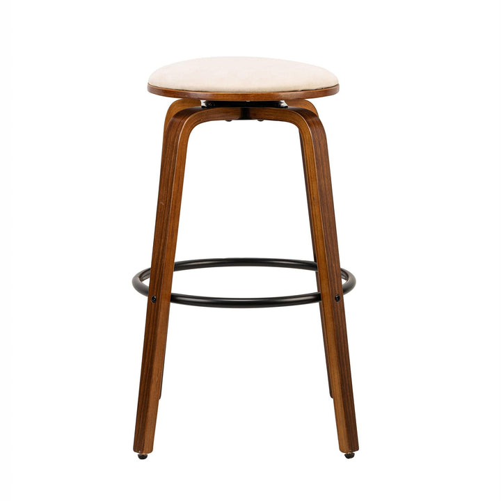 Lot de 2 tabourets de bar en bois et velours beige