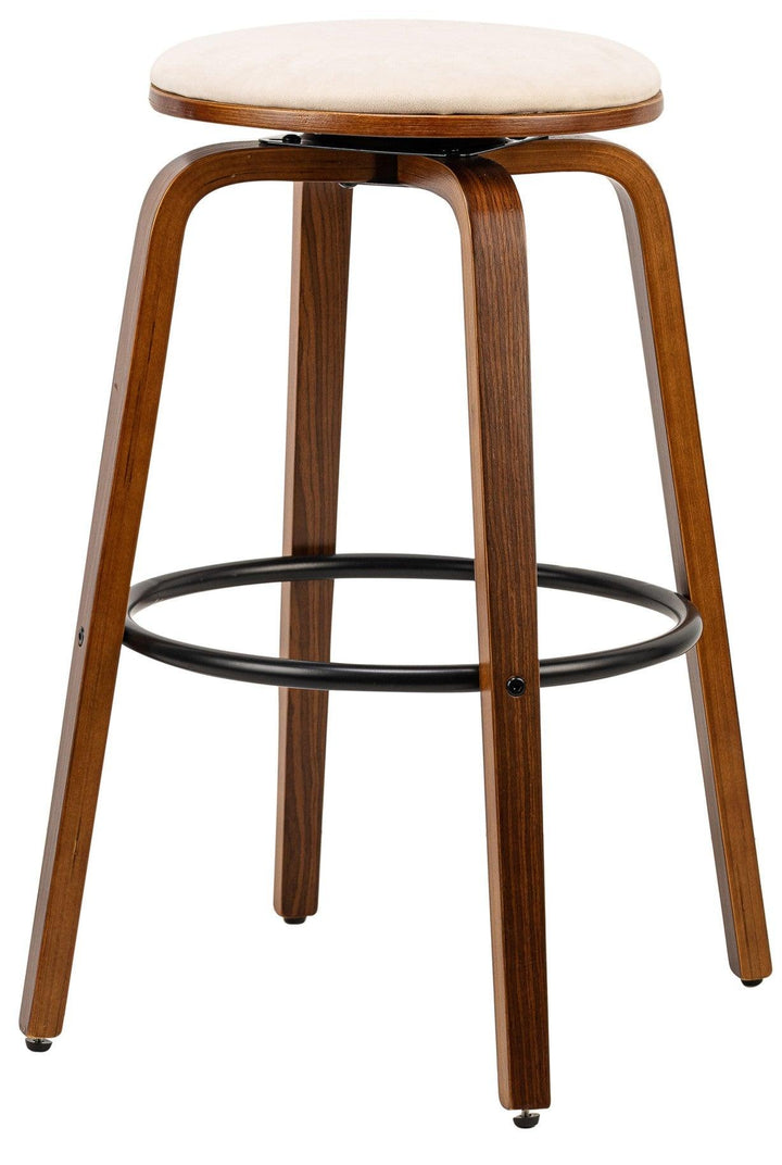 Lot de 2 tabourets de bar en bois et velours beige