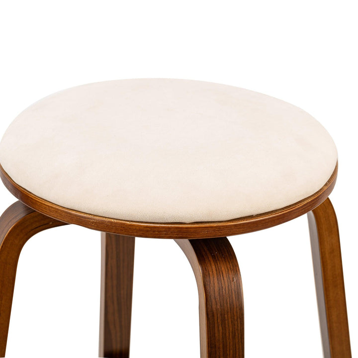 Lot de 2 tabourets de bar en bois et velours beige