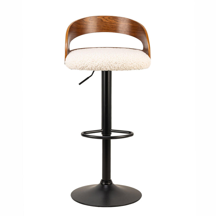 Lot de 2 tabourets de bar en bois et bouclettes blanches