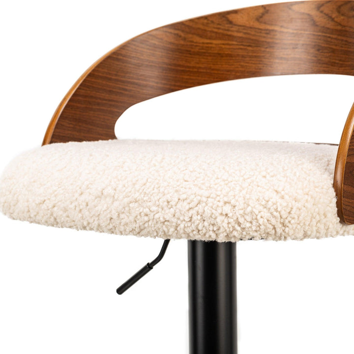 Lot de 2 tabourets de bar en bois et bouclettes blanches