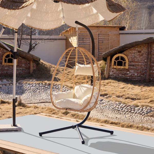 VENICE - Fauteuil suspendu en rotin et metal marron