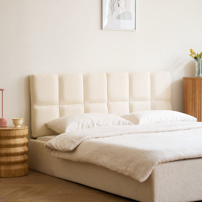 ORA - Tête de lit 160 en tissu bouclé beige