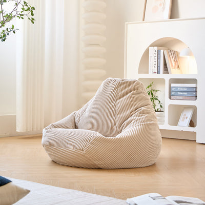 Pouf en velours côtelé beige