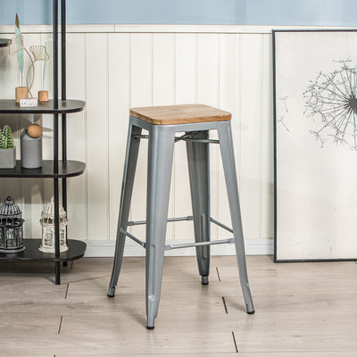 TABNASH - Tabouret de bar en métal et frêne naturel