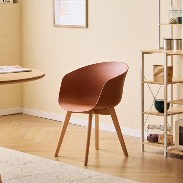 ALBORG - Lot de 4 chaises scandinaves en bois et polypropylène terracotta