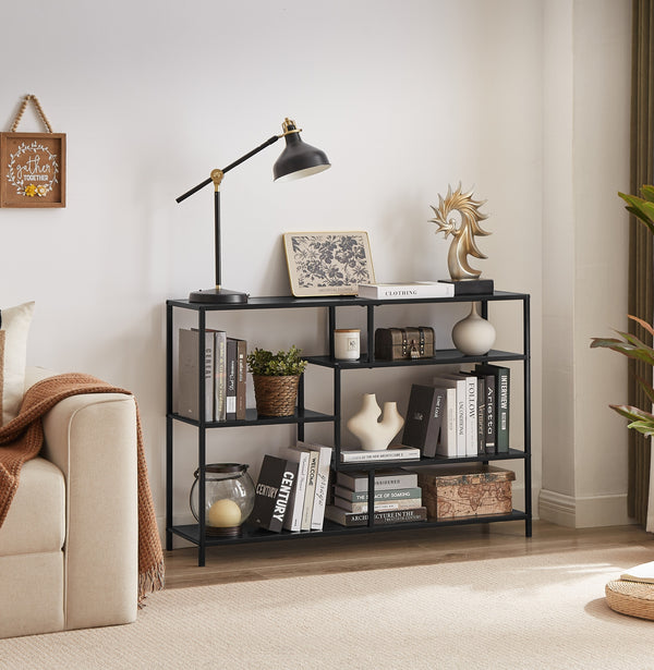 ODDA - Etagère industrielle avec rangements de 5 niveaux en métal noir